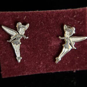 Vintage Disney Tinkerbell Sterling Silver 925 Stud Earrings Dainty Signed JCM